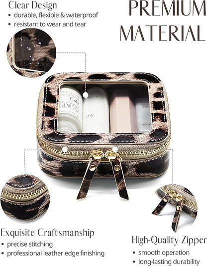 Popvibe Clear Makeup Bag Travel Cosmetic Case Transparent Toiletry Bag with Zipper, Portable Make Up Organizer Traveling Compact Car Bag for Essentials