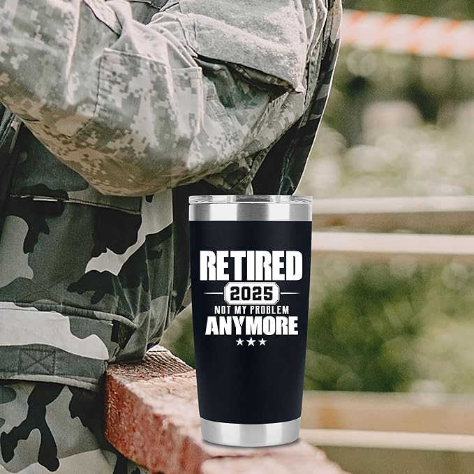 Retirement Gifts for Men 2025 - Retired Not My Problem Anymore - Funny Retired Tumbler for Men, Him, Father, Husband, Coworkers - Happy Retirement Gifts, Navy Tumbler 20 Oz (Black 20Oz 2025)