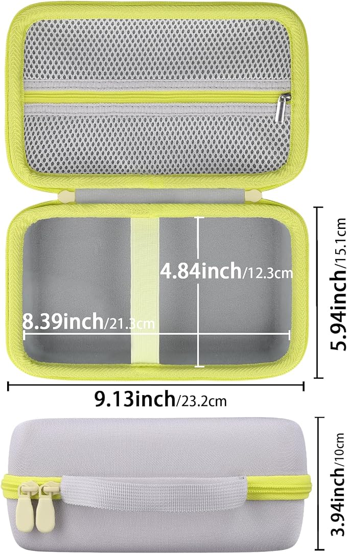 Label Printer Case Compatible with Brother P-Touch PTH110BP/PTH110/PTH111 Pro Label Maker(Gray Case,Green Zipper)