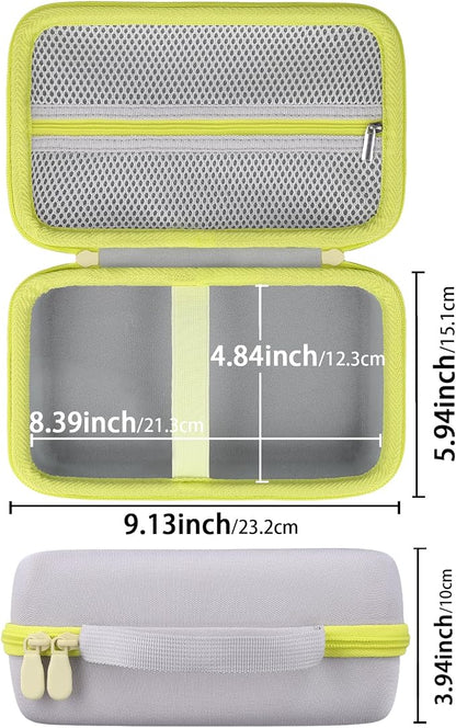 Label Printer Case Compatible with Brother P-Touch PTH110BP/PTH110/PTH111 Pro Label Maker(Gray Case,Green Zipper)