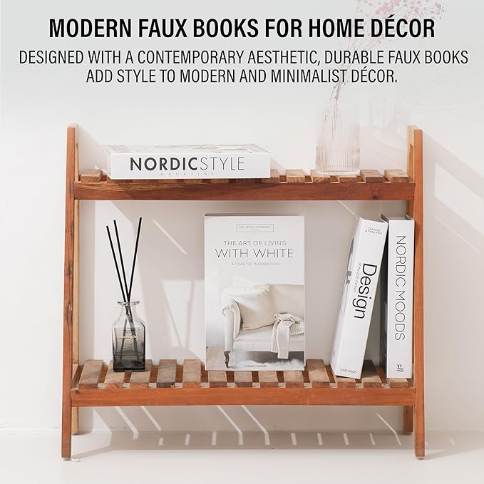 Mono Large | 4 PCS Faux Decorative Books for Home Decor | Not Real Books (Cardboard Boxes) | Coffee Table, Shelf Styling & Modern Aesthetic Accent Pieces for Living Room, Office