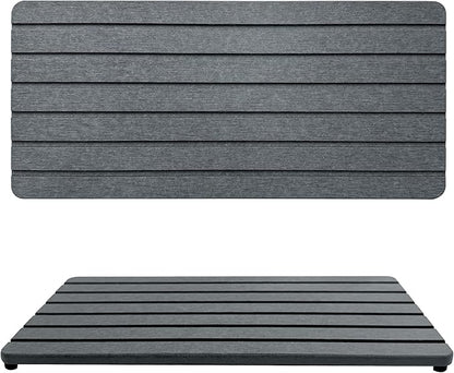 NiuYichee 2 PCS Water Absorbent diatomite Coasters, 12" x 5.5" Water Absorbing Stone Tray for Sink, Stone Drying mat for Kitchen Counter, Stone soap Tray Used for Hand Soaps & toiletries & Plants