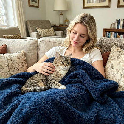 Exclusivo Mezcla Fleece Bed Blankets Queen Size, Ultra Soft, Lightweight and Fuzzy Navy Blue Blanket for Women, Home Decor, 90x90 Inches