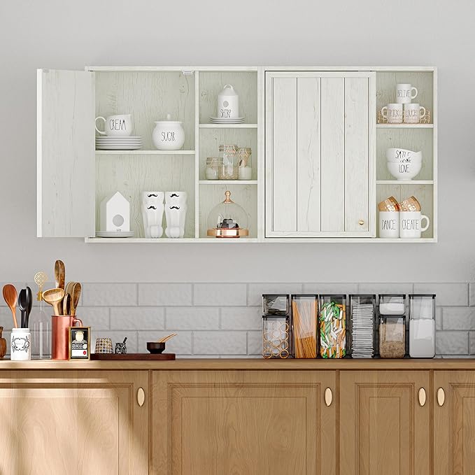 Bathroom Wall Cabinet, Small Wall Cabinet Over Toilet with Door and Adjustable Shelf, Rustic Medicine Cabinet for Kitchen, Garage, Livingroom, Laundry Room (White, 1 PCS)