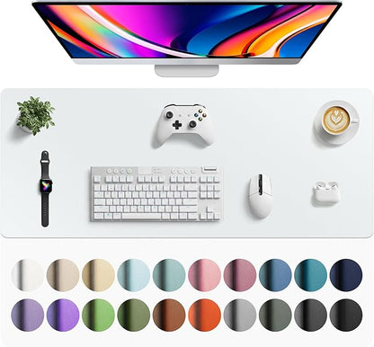 Aothia Faux Leather Desk Mat - Large Mouse Pad, Non-Slip PU Leather Blotter, Waterproof Writing Surface for Office and Home (Barely Grey, 42" x 17")