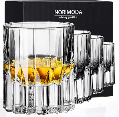 Whiskey Glasses, Heavy-base Rocks Glasses, 7.5oz Whisky Glass Sets Of 4, Bourbon Glass Gift For Men, Old Fashioned Glass Suitable For Scotch, Liquor, Rum, Cognac, Vodka& Rocks Cocktails