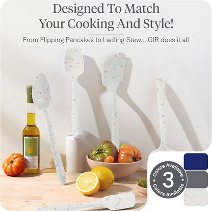 GIR: Get It Right 10-Piece Silicone Essentials Kitchen utensils set - Ladle, Spatula, Flip, Spoon & Spoonula - Non toxic cooking utensils for Nonstick Cookware, Cooking and Baking - Confetti