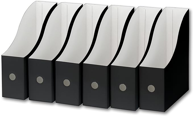 Simple Houseware 6-Pack Magazine File Holder Box, Foldable Cardboard Organizer, Black