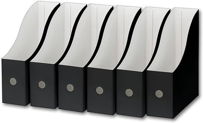 Simple Houseware 6-Pack Magazine File Holder Box, Foldable Cardboard Organizer, Black