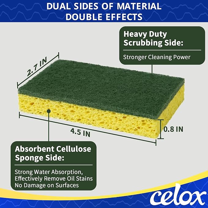CELOX Non-Scratch Scrub Sponge for Washing Dishes, Yellow, 24Pack