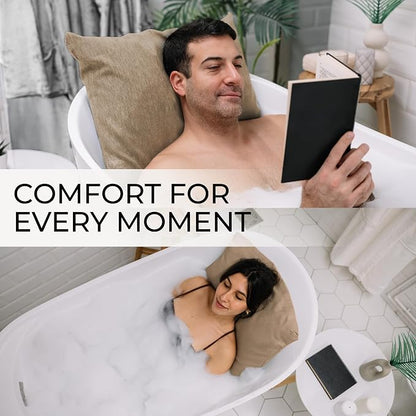 Luxury Bath Pillow for Tub - Thick and Comfortable Bathtub Pillow Support for Head and Neck and Back - Washable Quick-Drying Bath Pillows - Bath Cushion for Home Spa - Fits Any Bathtub - Sand