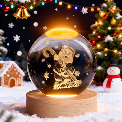 Christmas Decoration Snowflakes 3D Crystal Ball, 2.4 inch Decorative Ball Glass Santa Sphere, Paperweight Crystal Display Sculpture Home Decor Crafts for Girls Friends Women Family