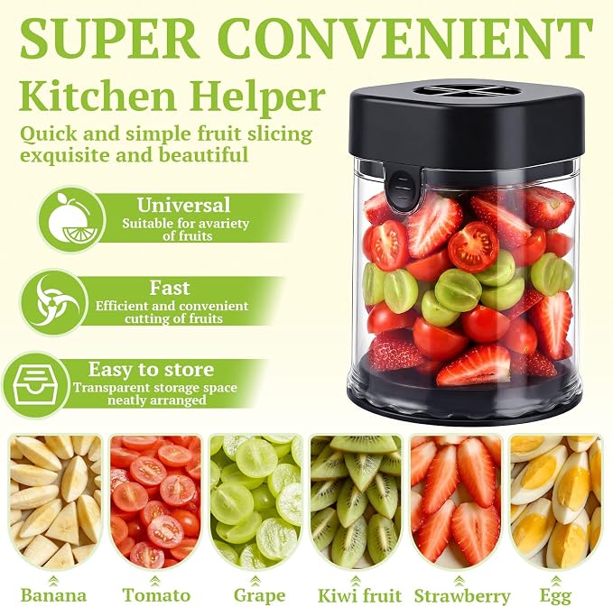 Hendiy Fruit Slicer Cup | Cuts Strawberries, Cuts Grapes, Cuts Eggs, Even Pieces in Seconds
