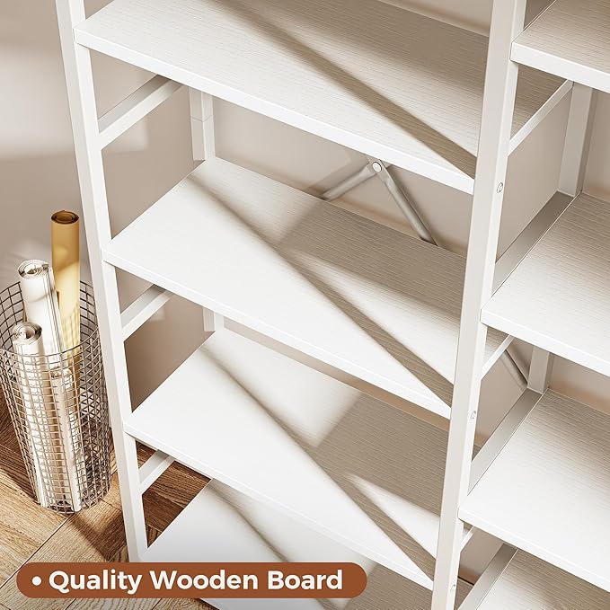 SUPERJARE Triple Bookshelf, Bookcase with 11 Open Display Shelves, Wide Book Shelf Book Case for Home & Office, 5 Tier, White