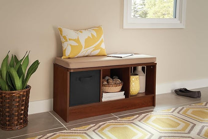 ClosetMaid 1309 3-Cube Storage Bench, Dark Cherry with Tan Cushion