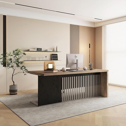 SAINTCY 63 Inch Executive Office Desk,Modern Computer Writing Desk, Business Furniture Workstation, Big Computer Desk for Home Office,1.97IN Thick Desktop,Stainless Steels Sturdy Frame