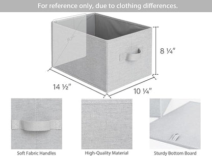StorageWorks Storage Baskets for Shelves, Foldable Fabric Closet Storage Bins with Handles, Fabric Storage Bins Clothes Organizer, Light Grey, 3-Pack, Large
