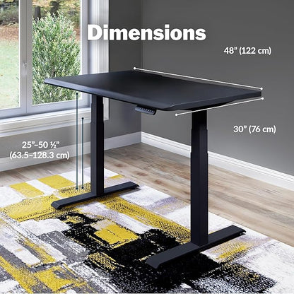 Vari ComfortEdge 48x30 Inch Adjustable Electric Standing Desk – Sit Stand VariDesk with Memory Presets, Sloped Edge, 220 LB Capacity + Tool-Free Assembly (Black Top/Black Legs)