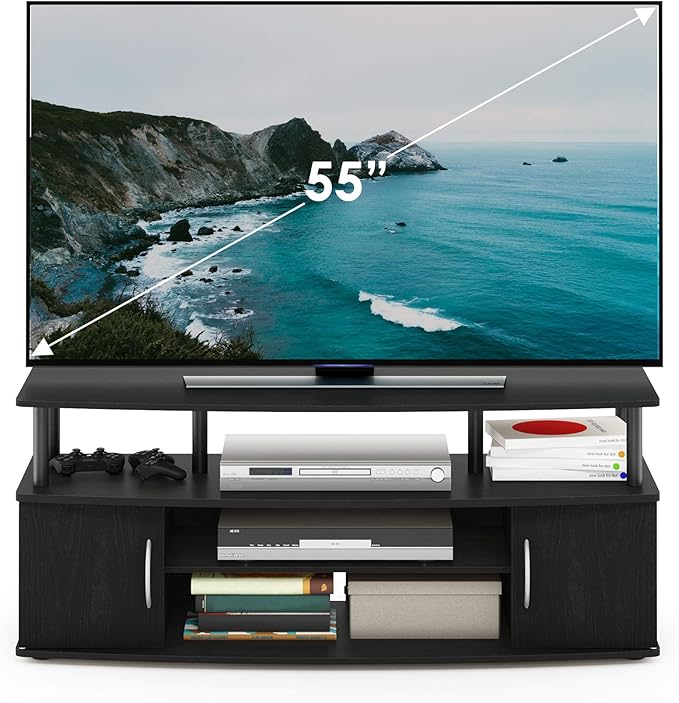 Furinno JAYA Large Entertainment Stand for TV Up to 55 Inch, Blackwood