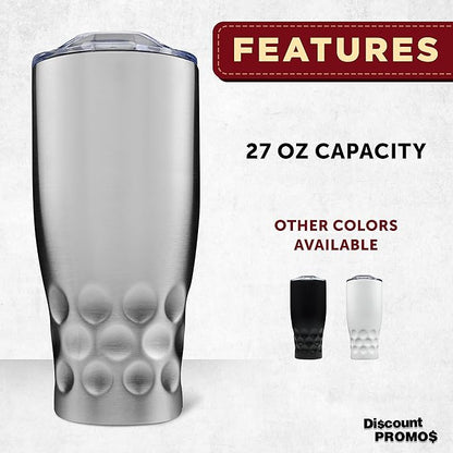 DISCOUNT PROMOS Stainless Steel Tumblers by Molokini 27 oz. Set of 10, Bulk Pack - Double Wall, Perfect for Coffee, Soda, Other Hot & Cold Beverages - Silver