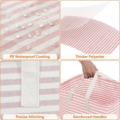 Lifewit 2 Pack Laundry Hamper Large Collapsible Laundry Baskets, Freestanding Waterproof Clothes Hamper with Easy Carry Handles in Laundry Room Bedroom Bathroom College Dorm, Pink, 2 x 80L