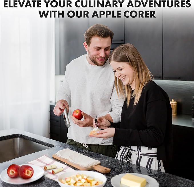 Zulay Kitchen Ultra Sharp Apple Corer Tool - Stainless Steel, Sharp & Serrated Blade Cores in Seconds - Easy to Use & Clean, Durable Apple Core Remover for Apples & Small Fruits - 2 Pack Black & Red