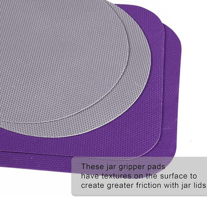LUTER 4pcs Jar Opener, Rubber, Multi-function Silicone Bottle Opener for Seniors with Weak Hands Lid Cap Gripper Pads Kitchen Coasters Gadgets(Grey, Purple)