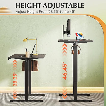DEVAISE 48 x 24 Inches Electric Standing Desk, Whole-Piece Desktop Standing Desk with Adjustable Height,Cable Holes, 3-Preset Memory Sit Stand up Desk, One-Piece Computer Desk for Home, Office (Black)