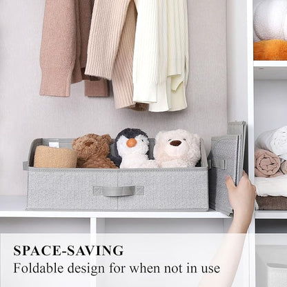 WUIKE Closet Organizers and Storage, Trapezoid Storage Bins, Fabric Closet Bins with Handles, Foldable Storage Baskets for Clothes, Purse, Blanket, Herringbone Gray, Extra Large, 3-Pack