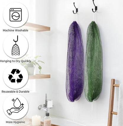 African Exfoliating Net Sponge Black & Seawave - 2 Pack Real African Net Authentic - Body Wash Scrubber for Shower Bath - Africa Bath Sponges for Men Back Scrubber Shower Accessories
