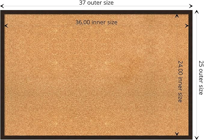Amanti Art Natural Cork Board for Wall, 25x37 Vision Board with Brown Wood Frame, Large Corkboard Office Decor for Home Organization, Rustic Farmhouse Corkboard Pinboard to display items for home