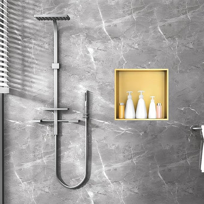 SaniteModar Shower Niche, Stainless Steel Shower Niche 12" X 12" No Tile Needed, Recessed for Bathroom Storage, Brushed Gold (Brushed Gold, 12x12)