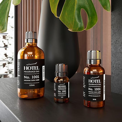 AirScent Hotel Diffuser Oil No. 1001 - Patchouli Clove Amber - Hotel Scent Dupe - Premium Fragrance Oil for Ultrasonic and Waterless Diffusers - 10 mL, .34 fl oz Glass Dropper Bottle