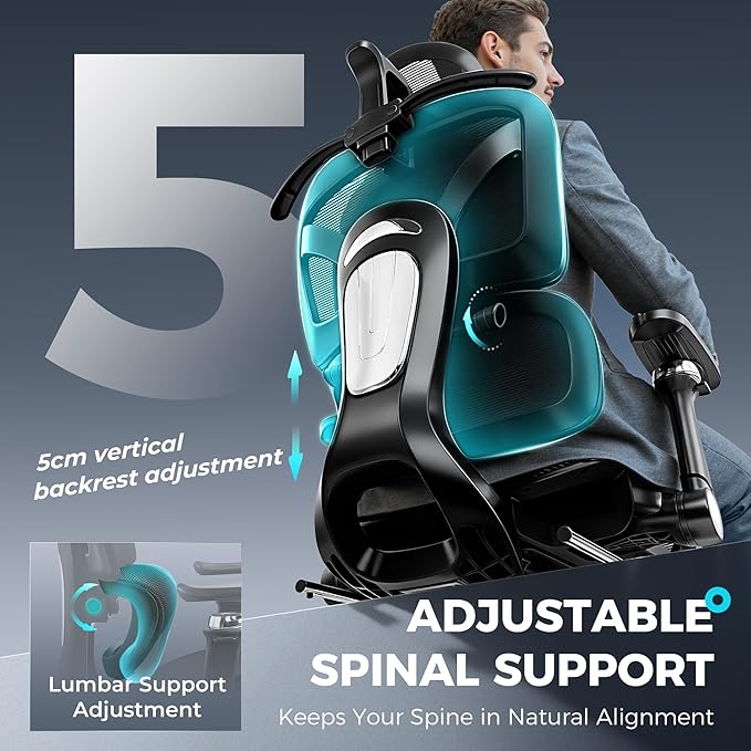 Ergonomic Office Chair with Footrest, Big and Tall Home Desk Chair, High Back Rolling Computer Chair with 5D Flip-Up Arms and Lumbar Support, Comfy Gaming Chair, Swivel Mesh Chairs, Black