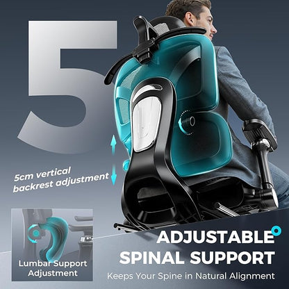 Ergonomic Office Chair with Footrest, Big and Tall Home Desk Chair, High Back Rolling Computer Chair with 5D Flip-Up Arms and Lumbar Support, Comfy Gaming Chair, Swivel Mesh Chairs, Black
