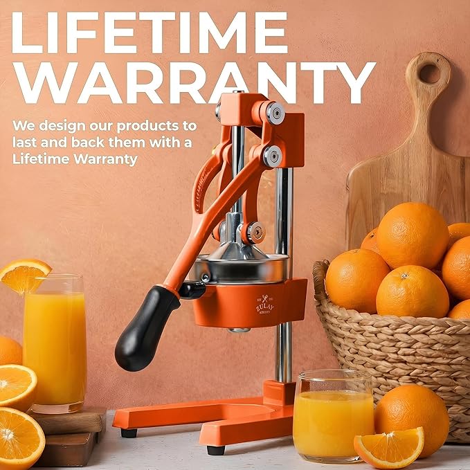 Zulay Kitchen Cast Iron Juicer - Heavy Duty Manual Juicer with Detachable Strainers for Easy Cleaning, Orange Juice Press for Citrus Fruits, Perfect for Bartenders, Juice Lovers & Health Enthusiasts