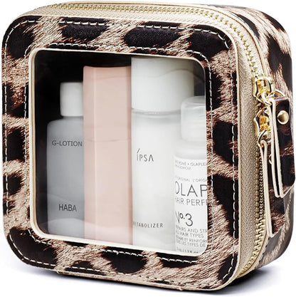Popvibe Clear Makeup Bag Travel Cosmetic Case Transparent Toiletry Bag with Zipper, Portable Make Up Organizer Traveling Compact Car Bag for Essentials