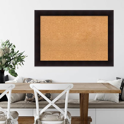 Amanti Art Natural Cork Board for Wall, 30x42 Vision Board with Brown Wood Frame, Large Corkboard Office Decor for Home Organization, Rustic Farmhouse Corkboard Pinboard to display items for home