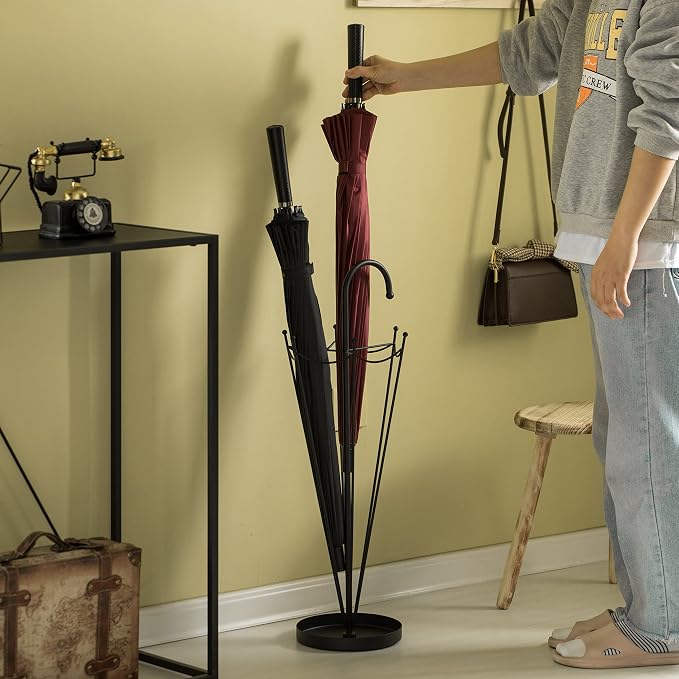 Vintiquewise Black Umbrella Holder for Entryway, Creative Umbrella Stand Indoor Outdoor, Floor Standing Umbrella Rack, Cane Stand