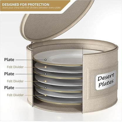 Sorbus China Storage Containers Hard Shell - Glass & Dish Storage Containers for Transport, Moving, Party - 8 Pc Stackable Plate Storage Set for Dinnerware, Mugs, Cups - Felt Plate Protectors Included