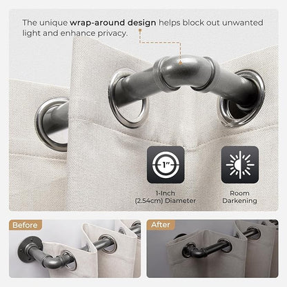 Zeerobee Curtain Rods for Windows 120 to 240, 1 Inch Industrial Wrap Around Grey Curtain Rod, Indoor/Outdoor Room Divider Adjustable Drapery Pole, 120"-240"