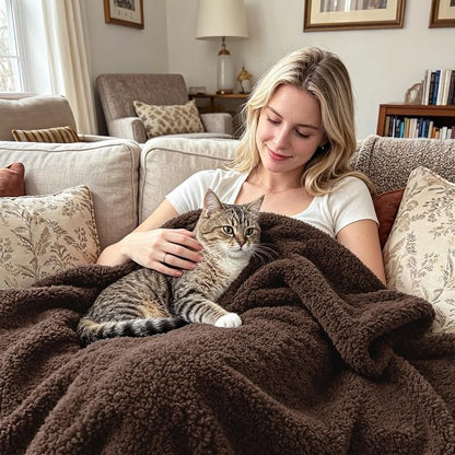 Exclusivo Mezcla Fleece Coffee Throw Blanket for Couch Sofa, Ultra Soft, Lightweight and Fluffy Blankets for Women, All Season, 50x60 Inches