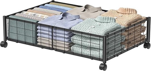 Hleelomi Under Bed Storage with Wheels, 360° Rotating, No-Assembly Underbed Storage Containers, 1 PACK