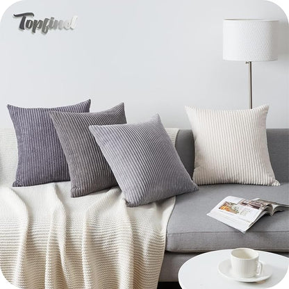 Topfinel 12x12 inch 4 Pack Decorative Throw Pillow Covers,Soft Velvet Modern Double-Sided Designs, Mix and Match for Home Fall Decor, Cushion Covers Set of 4 (Grey)