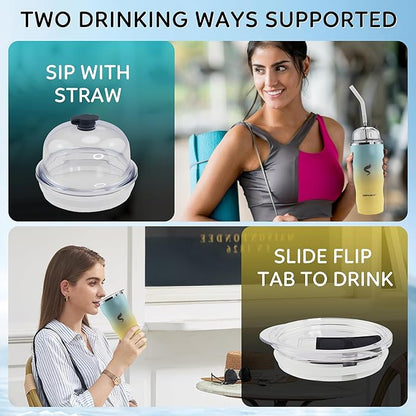 20Oz Insulated Tumbler With Straw And Lid,Spill Proof Tumbler for Iced Coffee And Hot Beverage, Double Wall Vacuum Travel Mug,Stainless Steel Straws for Tumbler,Yellow