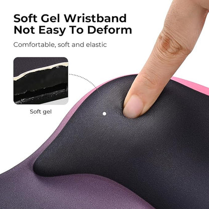 EooCoo Ergonomic Mouse Pad with Gel Wrist Rest Support Middle Concave Design, Relieve Wrist Pain Mousepad, Non-Slip Base for Laptop, Office Desk Accessories, Carpal Tunnel Syndrome Black Pink
