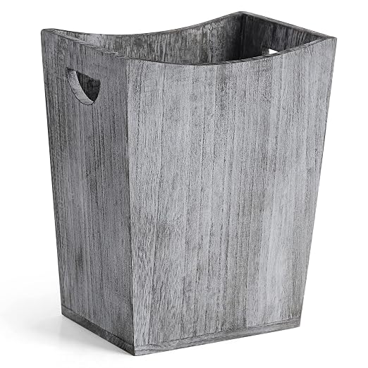 ETELI Waste Basket Small Wooden Office Trash Can Rustic Wood Garbage Can with Double Handles for Bedroom Bathroom Office Living Room