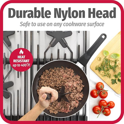 GoodCook Heat-Resistant Nylon Ground Meat Choppers with 5-Blade Heads, Ground Beef and Turkey Mixers and Choppers, Set of 2, Black