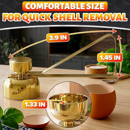 Egg Cracker Tool for Raw Eggs — Egg Shell Opener for Soft-Boiled Shell Tops, Stainless Steel Topper with Ergonomic Adjustable Effort — Clean Cut Design for Breakfast Prep, Custards, and Baking (Gold)