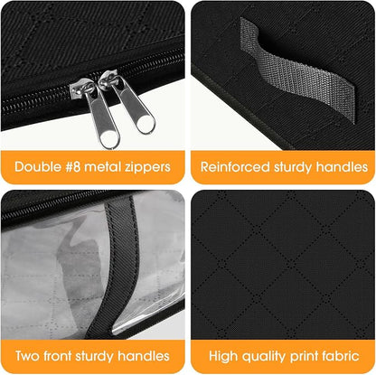 StorageRight Under Bed Storage Bags 10 Pack, 40L Large Clothes & Comforter Storage Containers with Clear Window, Breathable Fabric Organizer for Blankets, Bedding, Seasonal Clothing, Black